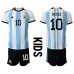 Cheap Argentina Lionel Messi #10 Home Football Kit Children World Cup 2022 Short Sleeve (+ pants)